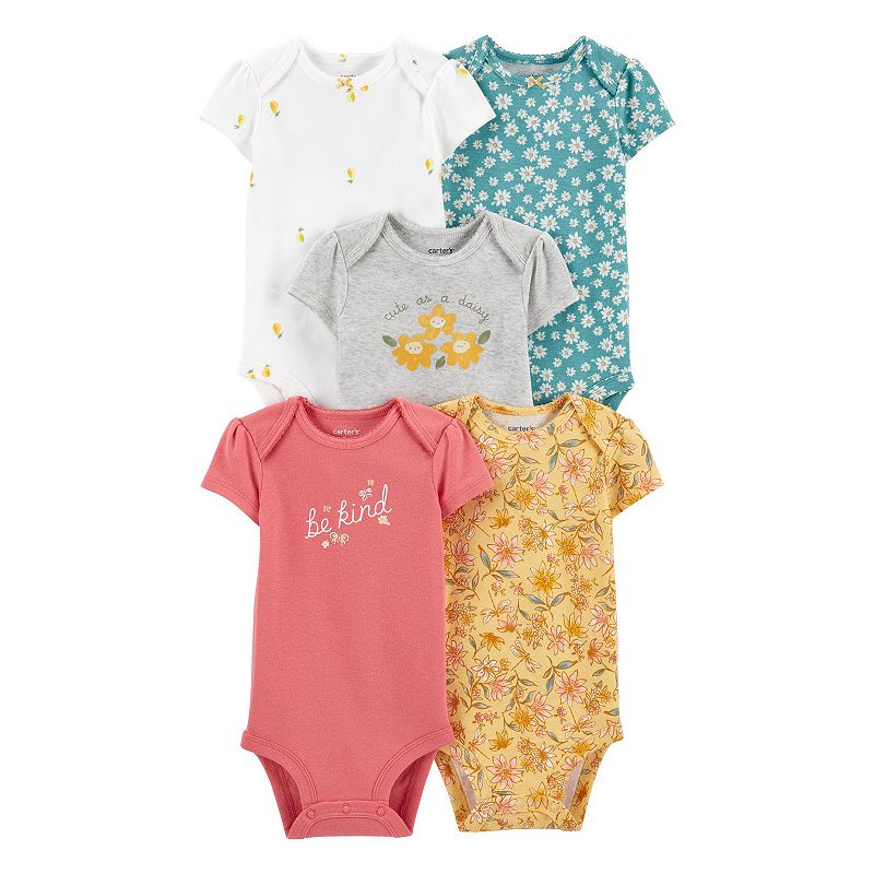 Baby Girl Carters 5-Pack Short-Sleeve Original Bodysuits, Infant Girls, S