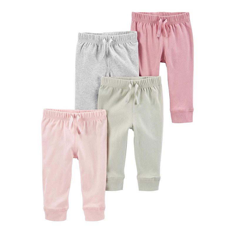 Baby Girl Carters 4-Pack Cotton Pants, Infant Girls, Size: Newborn, Assor
