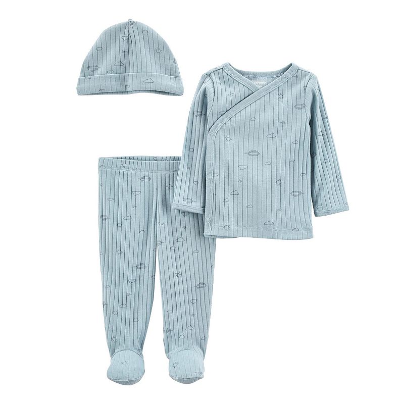 Baby Carters 3-Piece Side-Snap Top & Pant Set, Infant Boys, Size: PREEMIE