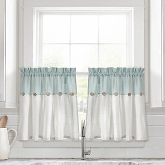 Lush Décor 2 pc Button Kitchen Tier Window Curtain Panel Set