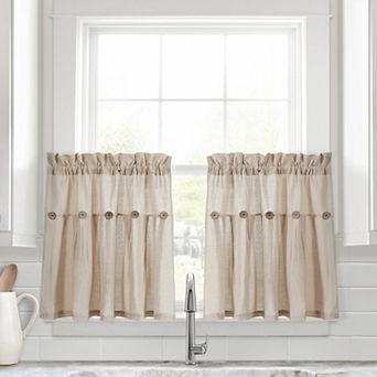 Lush Décor 2 pc Button Kitchen Tier Window Curtain Panel Set