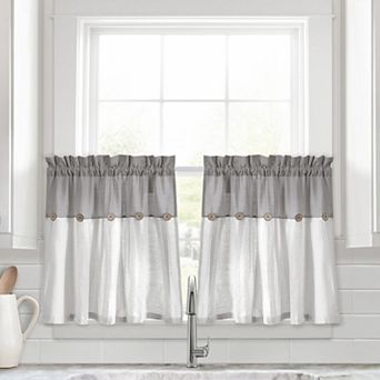 Lush Décor 2 pc Button Kitchen Tier Window Curtain Panel Set