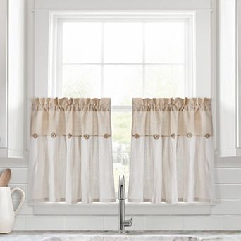Lush Décor 2 pc Button Kitchen Tier Window Curtain Panel Set