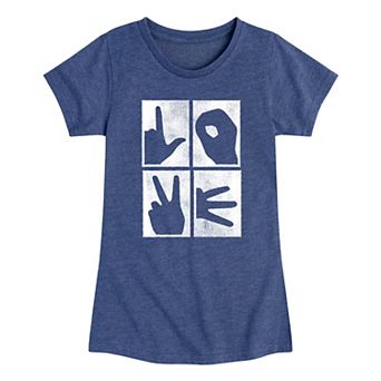 Girls 7-16 Love Hand Signs Graphic Tee