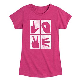 Girls 7-16 Love Hand Signs Graphic Tee
