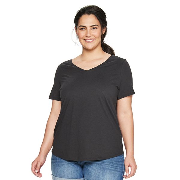 Petite Plus Size Sonoma Goods For Life® Essential V-Neck Short Sleeve Tee