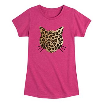Girls 7-16 Leopard Print Cat Face Graphic Tee