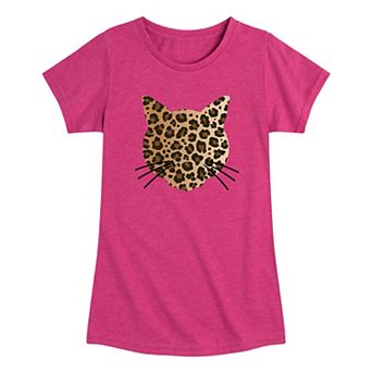 Girls 7-16 Leopard Print Cat Face Graphic Tee