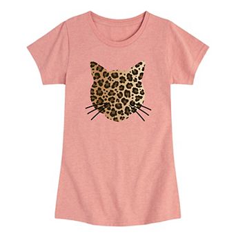 Girls 7-16 Leopard Print Cat Face Graphic Tee