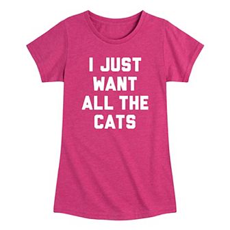 Girls 7-16 I Just Want All The Cats Graphic Tee