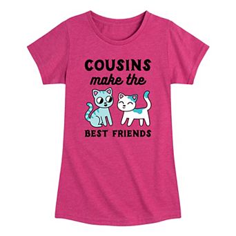 Girls 7-16 Cousins Best Friends Cats Graphic Tee