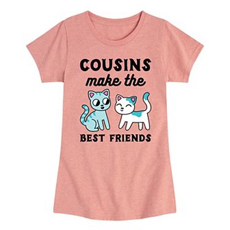 Girls 7-16 Cousins Best Friends Cats Graphic Tee