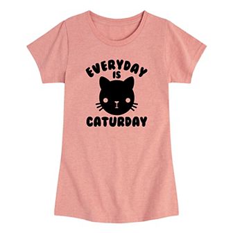 Girls 7-16 Every Day Is Caturday Graphic Tee