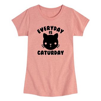 Girls 7-16 Every Day Is Caturday Graphic Tee