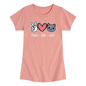 Girls 7-16 Peace Love Cats Graphic Tee