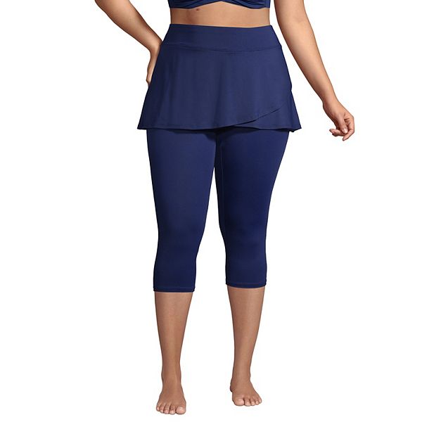 Lands' End Women's Petite High Waisted Modest Swim Leggings with