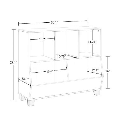 RiverRidge Home Kids Catch All Cubby 3-Bin Toy Organizer Floor Decor