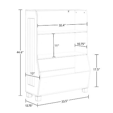 RiverRidge Home Kids 2-Bin 2-Shelf Bookcase Toy Organizer Floor Decor