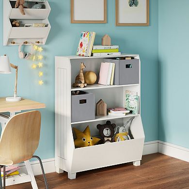 RiverRidge Home Kids 2-Bin 2-Shelf Bookcase Toy Organizer Floor Decor