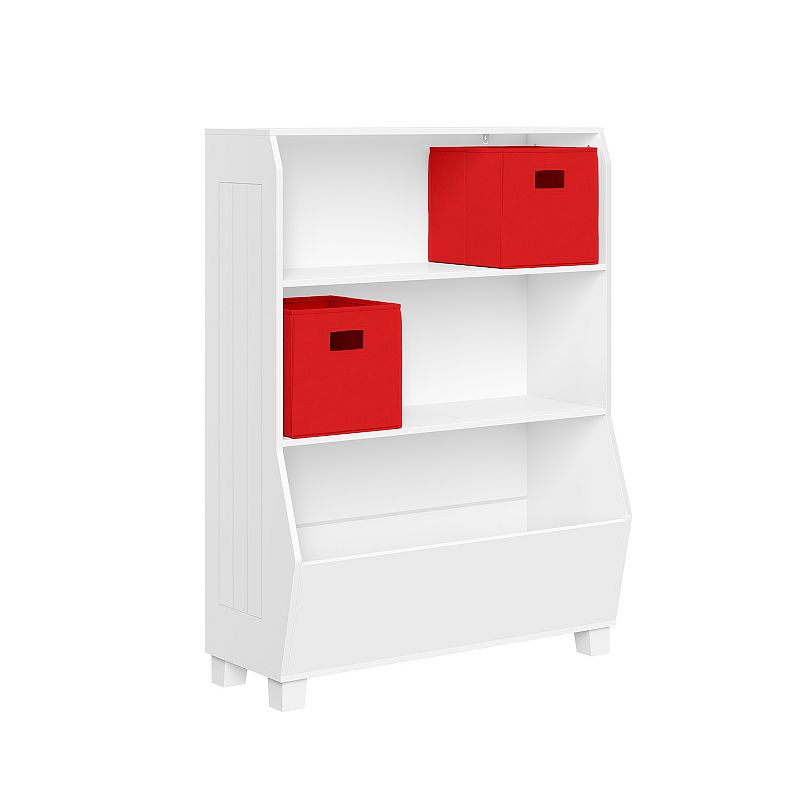 RiverRidge Home Kids 2-Bin 2-Shelf Bookcase Toy Organizer Floor Decor, Red