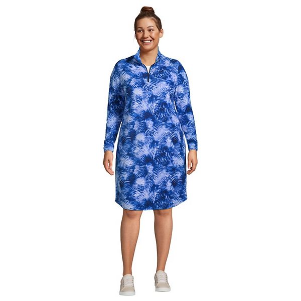 Plus Size Lands' End Long Sleeve Quarter Zip Fleece Dress