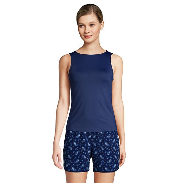 Women's Lands' End Mastectomy UPF 50 High Neck Tankini Top