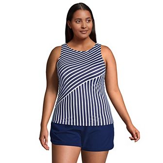 Plus Size Lands' End DD-Cup UPF 50 High Neck Tankini Swim Top