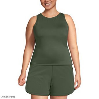 Plus Size Lands' End DD-Cup UPF 50 High Neck Tankini Swim Top