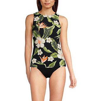Women's Lands' End D-Cup UPF 50 High Neck Tankini Swimsuit Top