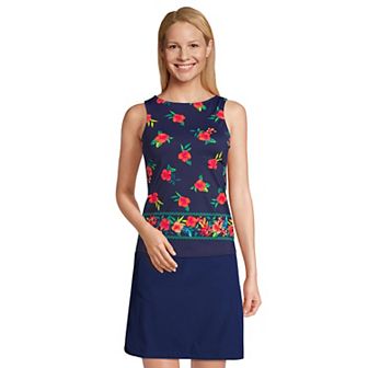 Women's Lands' End D-Cup UPF 50 High Neck Tankini Swimsuit Top