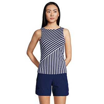 Women's Lands' End DD-Cup UPF 50 High Neck Tankini Swimsuit Top