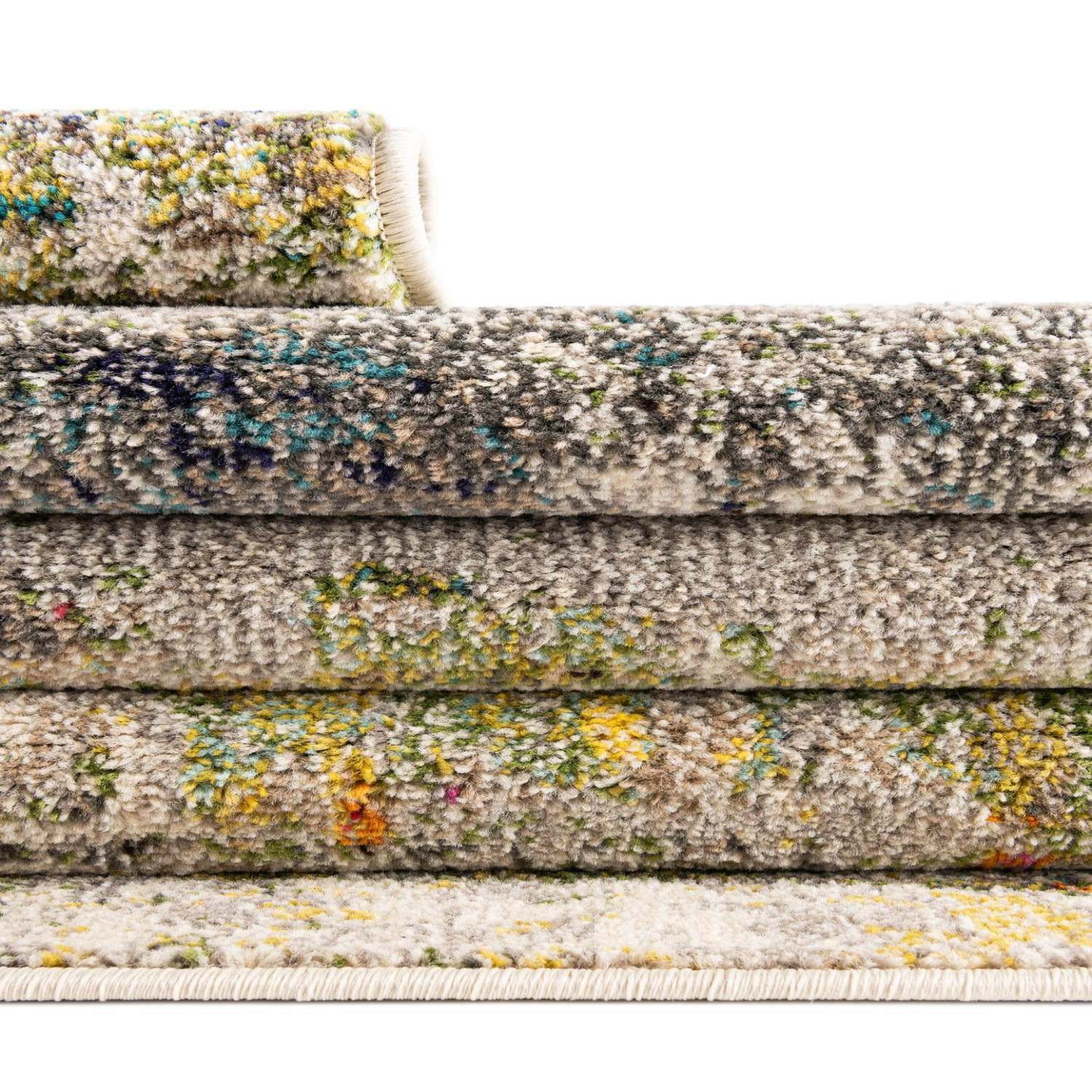 Unique Loom Chromatic Collection Läufer, Hellblau/Beige, 60 X 30 Cm – Moderner, Abstrakter Teppich Aus Polypropylen Mit Baumwollrücken