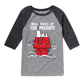 Boys 8-20 Peanuts Will Wake Raglan