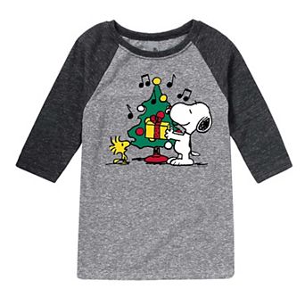 Boys 8-20 Peanuts Christmas Tree Raglan