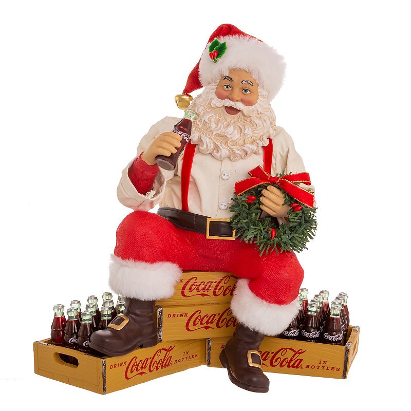 56074687 Kurt Adler 9 Coca-Cola Santa Sitting on Crates Tab sku 56074687