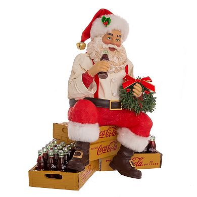 Kurt Adler 9" Coca-Cola Santa Sitting on Crates Table Decor