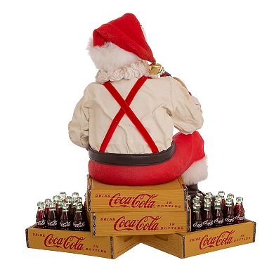 Kurt Adler 9" Coca-Cola Santa Sitting on Crates Table Decor