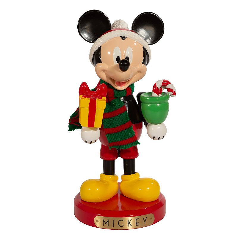 Disney 10 Mickey Mouse with Present Nutcracker by Kurt Adler, Multicolor