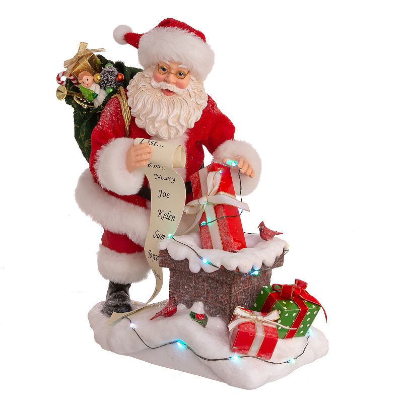 Light-Up Santa Next To Lit Chimney Christmas Table Decor, Multicolor