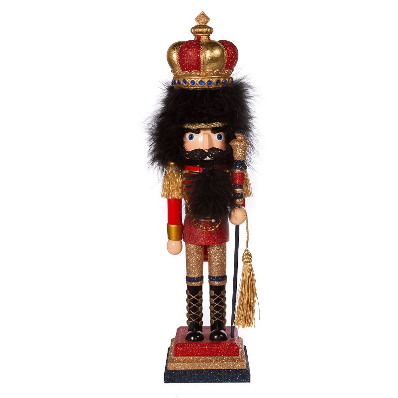 Hollywood Red Gold Finish Soldier Nutcracker Christmas Floor Decor, Multico