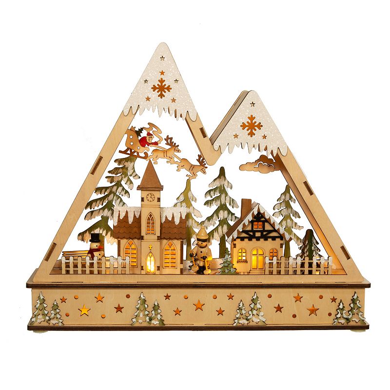 Light-Up Mountain Village Santa Christmas Table Decor, Multicolor