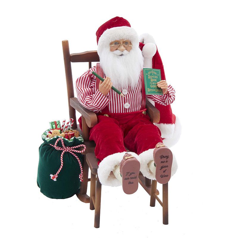 Kringle Klaus Santa Sitting in Chair Christmas Floor Decor, Multicolor