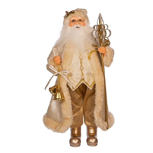 Light Gold Finish Santa Staff Christmas Floor Decor