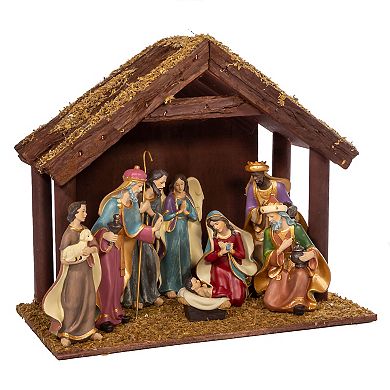 Christmas Nativity & Stable Table Decor 9-piece Set