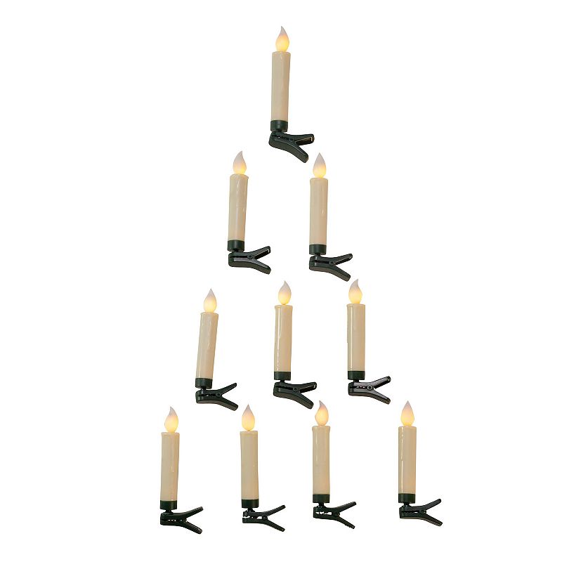 Kurt Adler Battery-Operated 4 Two-Tone LED Candle with Clip 10-Piece Set
