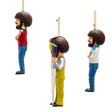 Kurt Adler 5" Bob Ross® Blow Mold 3-piece Ornament Set