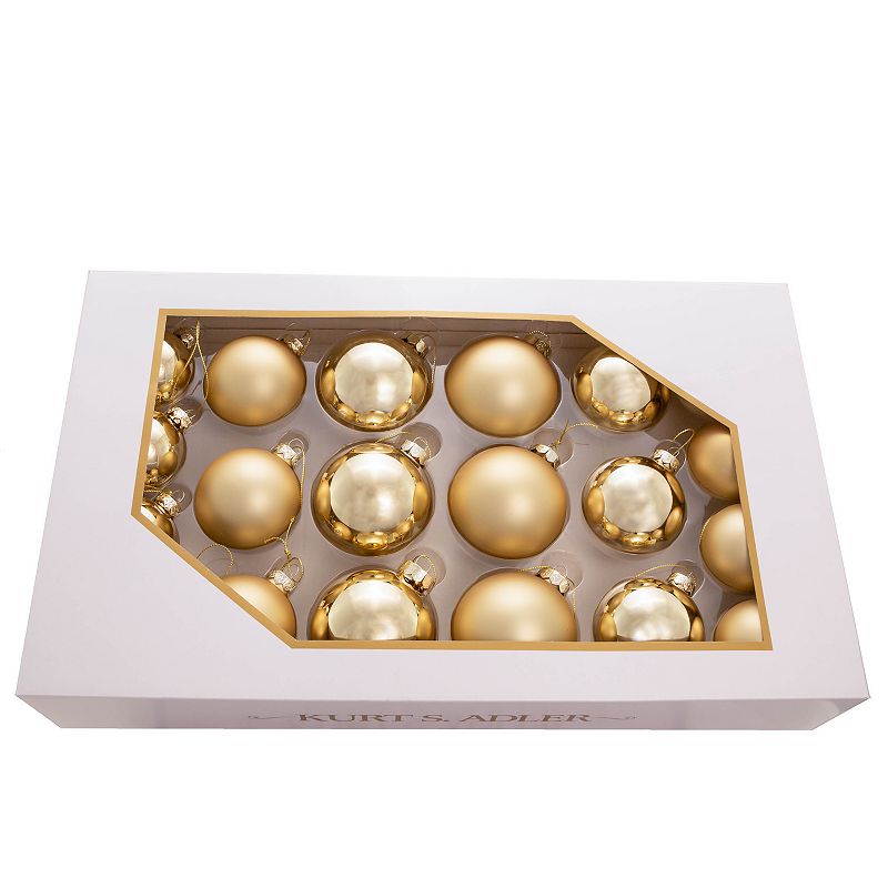 Shiny & Matte Champagne Gold Finish Ball Christmas Ornament 20-piece Set, M