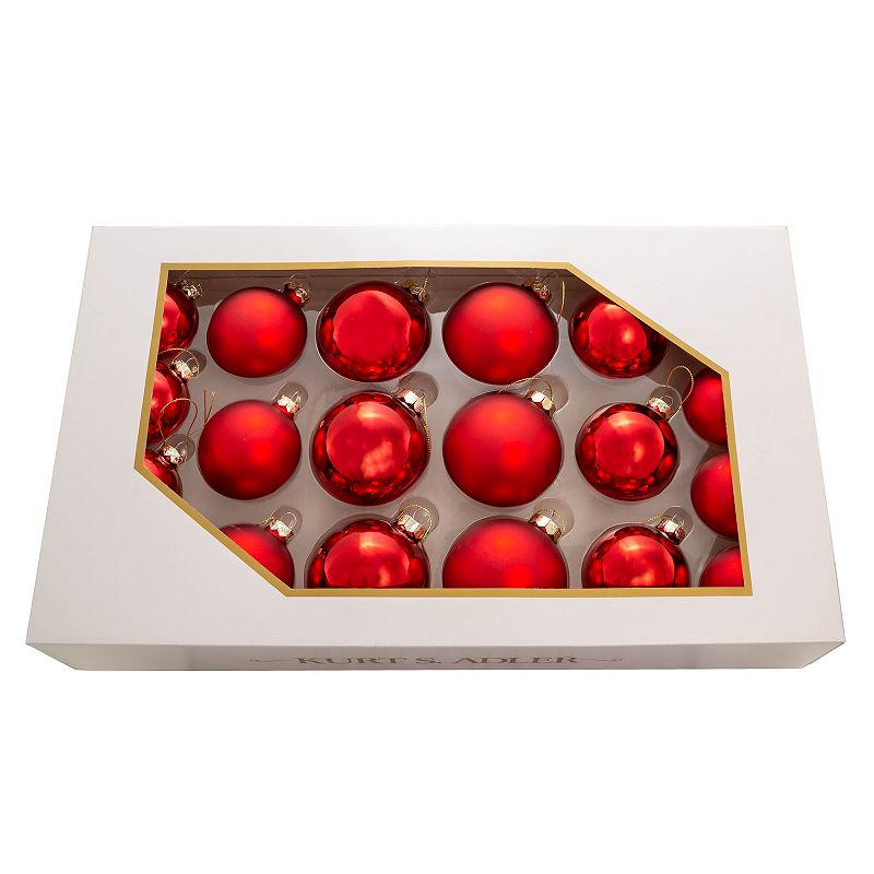 Shiny & Matte Red Ball Christmas Ornament 20-piece Set