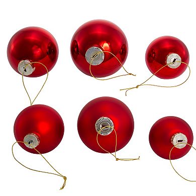 Shiny & Matte Red Ball Christmas Ornament 20-piece Set
