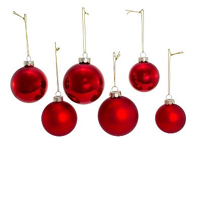 Shiny & Matte Red Ball Christmas Ornament 20-piece Set
